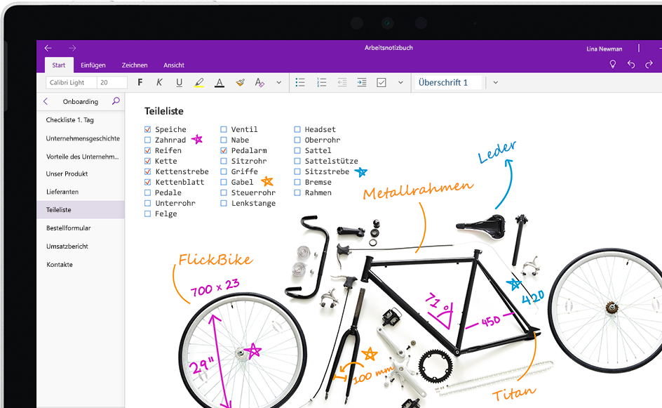 Screenshot: Microsoft OneNote in Office University mit Studentenrabatt