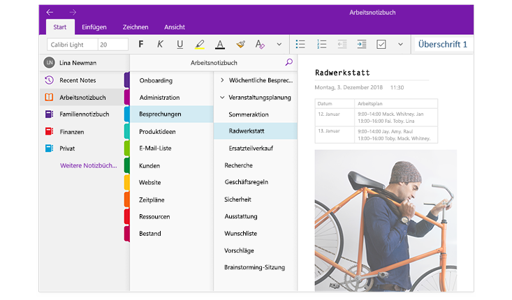 Screenshot: Microsoft OneNote in Office University mit Studentenrabatt