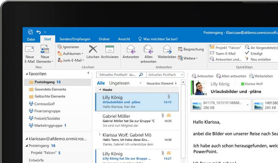 Screenshot: Microsoft Outlook in Office University mit Studentenrabatt